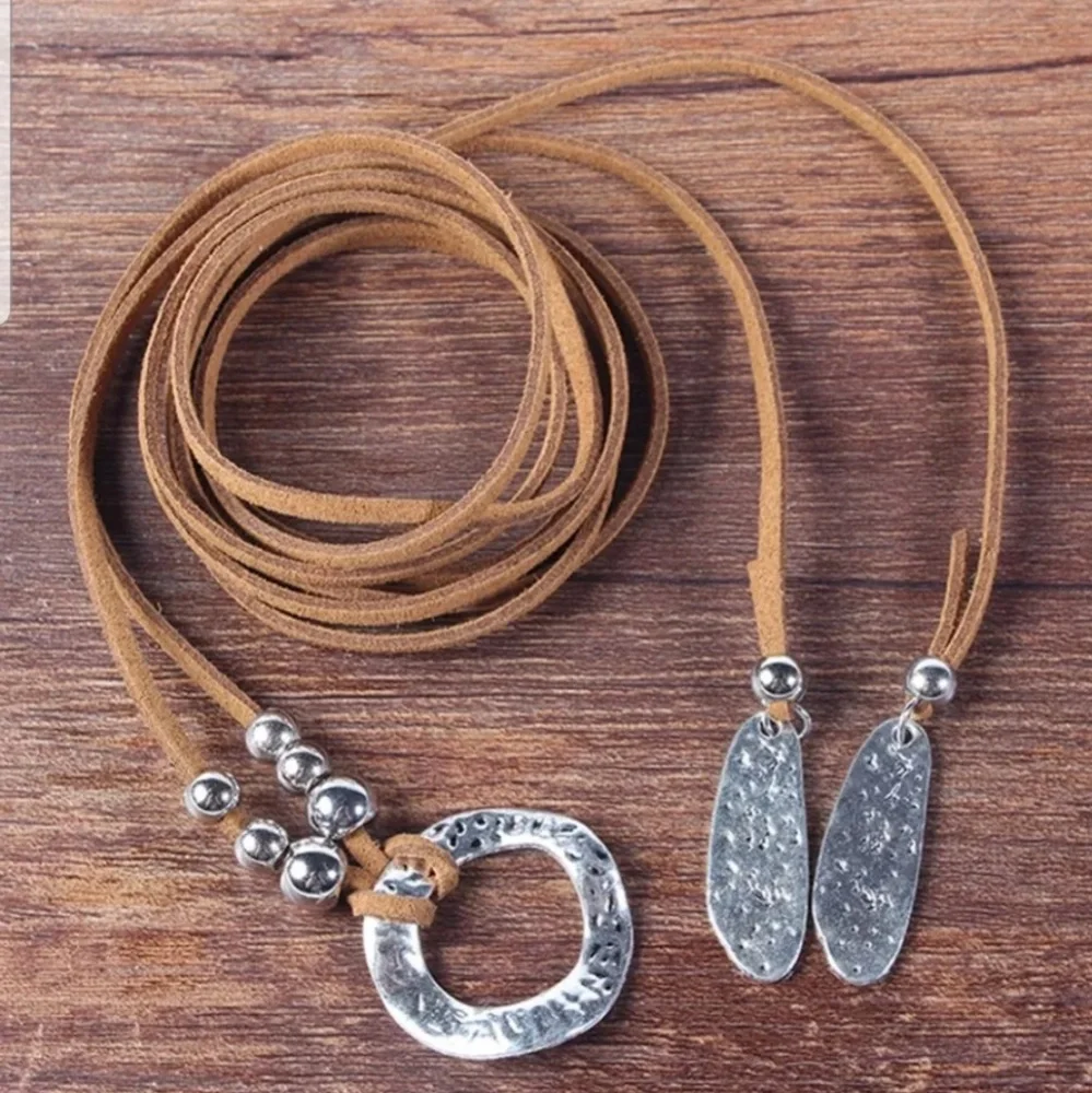Choker Necklace Hammered Brown Boho Western - Picture 2 of 8
